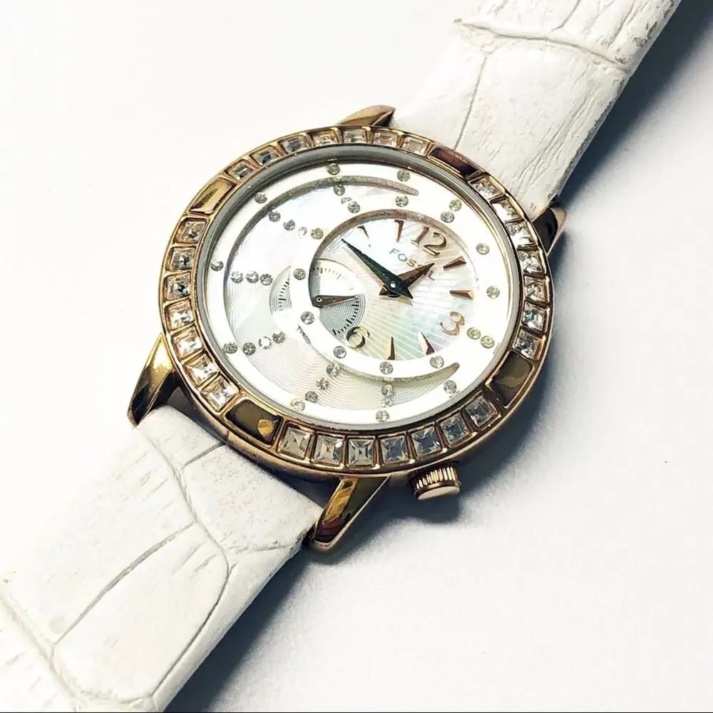 Fossil Rose Gold & White Watch ES-2047